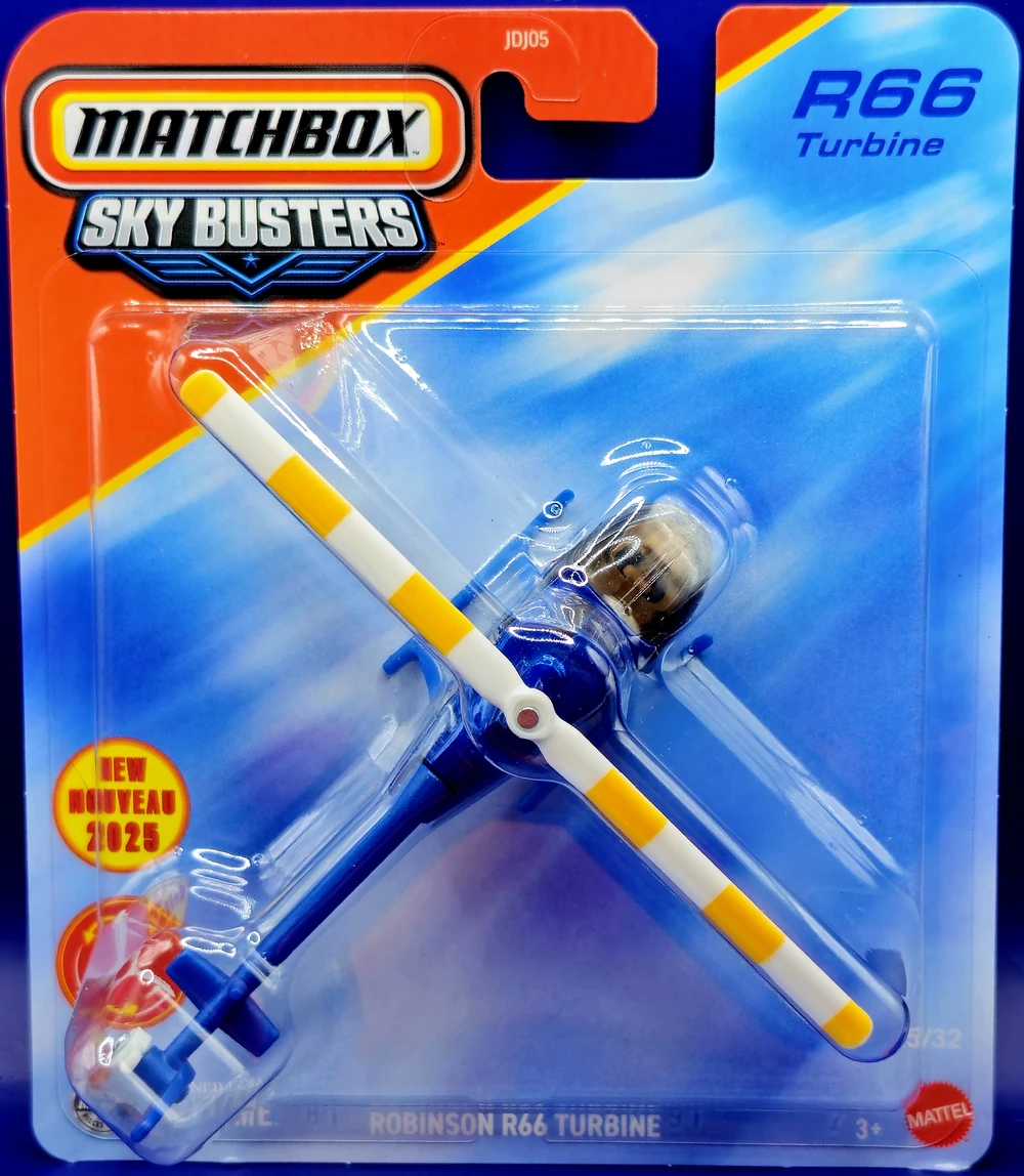 Matchbox Sky Busters Robinson R66 Turbine Helicopter – Blue Die Cast Aircraft Matchbox Collectors JCM81