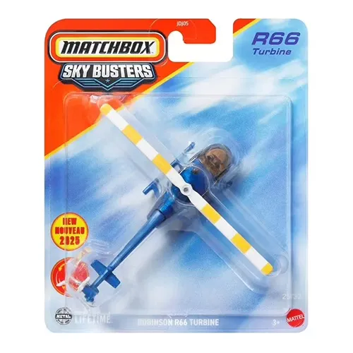 Matchbox Sky Busters Robinson R66 Turbine Helicopter – Blue Die Cast Aircraft Matchbox Collectors JCM81