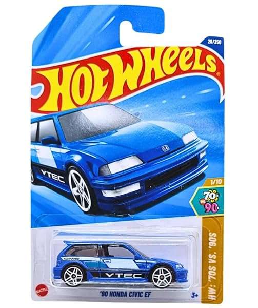 Hot Wheels 110 90 Honda Civic EF Blue HW 70s vs 90s B0DQ6LTX14