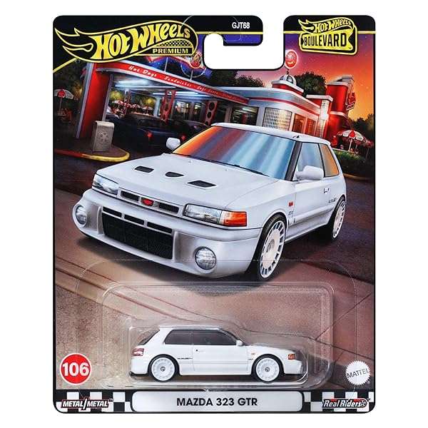 Hot Wheels Boulevard Mazda 323 GTR 164 Scale Die Cast Car White B0CNX92WG4