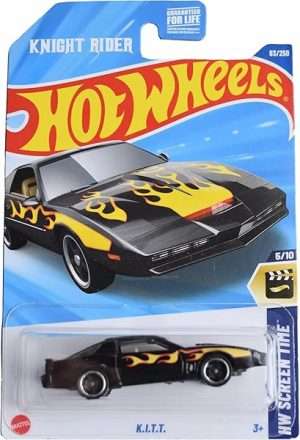 Hot Wheels Knight Rider KITT HW Screen Time 510 Black with Yellow Flames 83250 B0DXGCTKS1