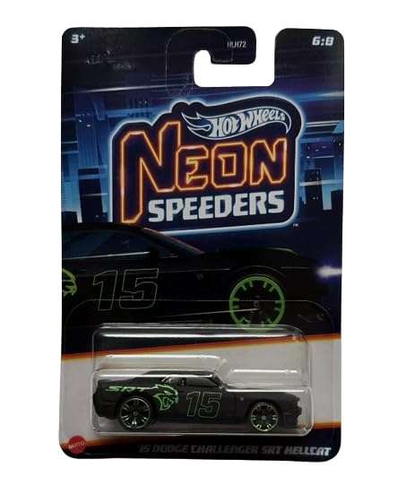 Hot Wheels Neon Speeders 15 Dodge Challenger SRT Hellcat BlackGreen 68 B0DDZ43GTX