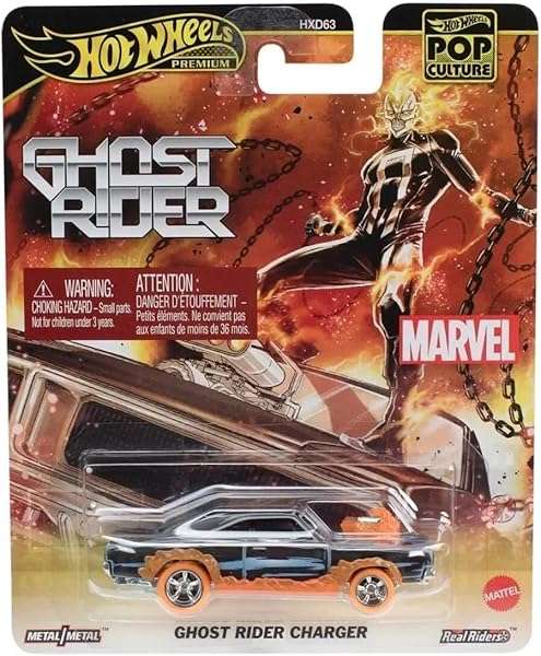 Hot Wheels Premium Marvel Ghost Rider Charger Die Cast Metal Car Pop Culture Collection JBL81 B0DR3Q29DX 2