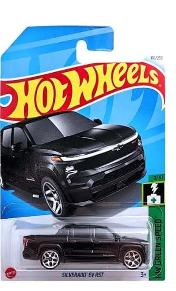 Hot Wheels Silverado EV RST Black HW Green Speed 810 B0DJRSGSVM